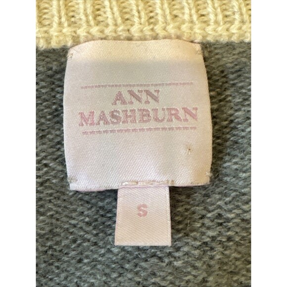 Ann Mashburn Size S Cashmere Sweater Womens  Blue Gray Cream Crew Neck Pullover - Picture 4 of 10